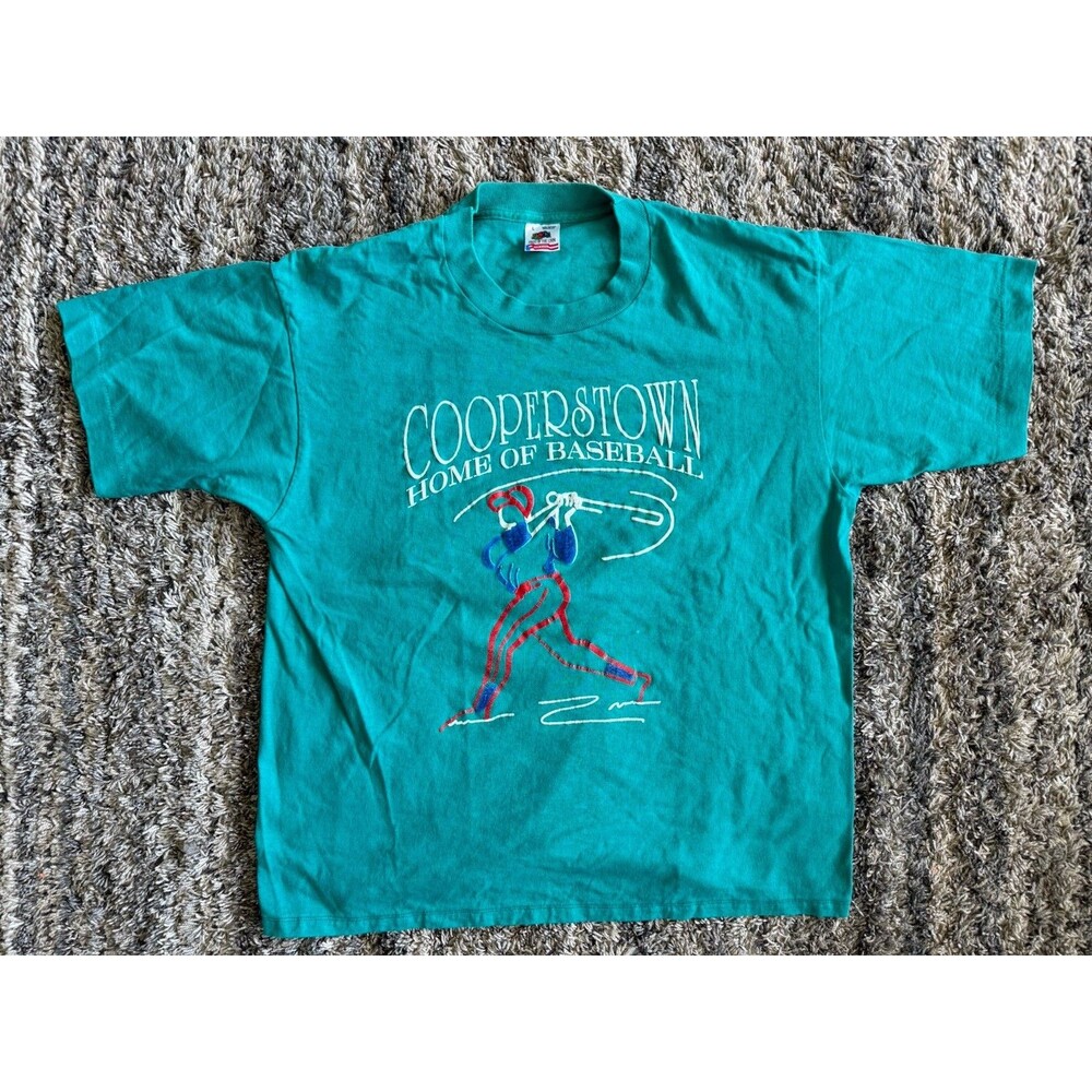 Vintage 90s FOTL Cooperstown Home of Baseball T-Shirt Adult USA (20x25.5)